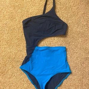 Navy blue cut out one piece